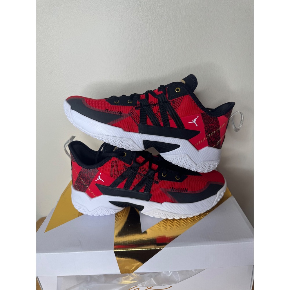 Jordan One Take II University Red Black Metallic Gold Sneakers Women's 9.5